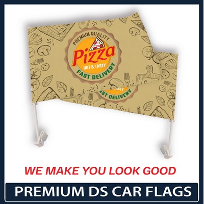 Double Sided Premium Car Flag w/ 19.7" Pole