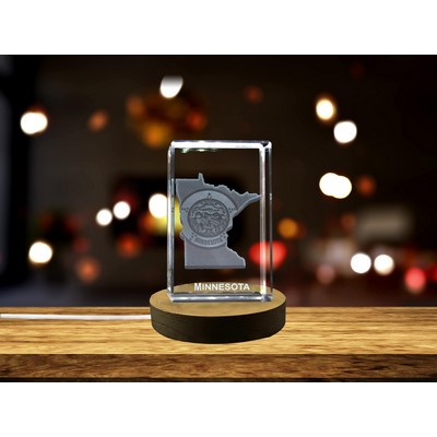 Minnesota 3D Engraved Crystal Trophy Award - Elegant Recognition