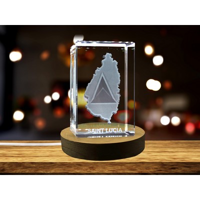 St Lucia 3D Engraved Crystal Trophy Award - Illuminating Keepsake