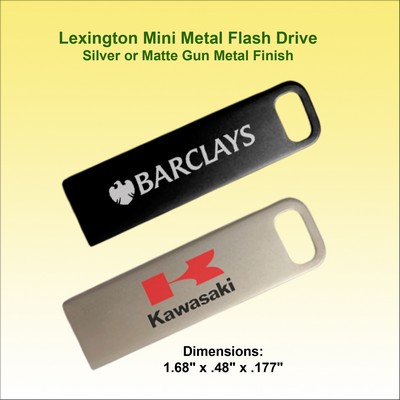 Mini Metal Lexington Flash Drive - Gun Metal or Silver Finish 128GB