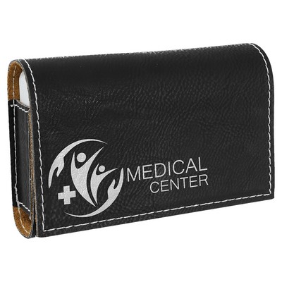 Faux Leather Pill Box, Black, 4 3/4" x 3 1/8"