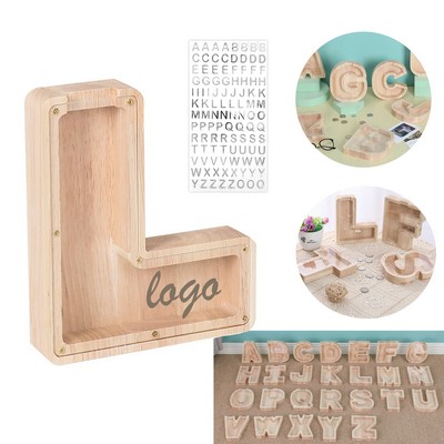 26 Letter Wooden Coin Bank