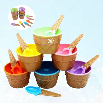 Dessert Ice Cream Bowls and Spoons