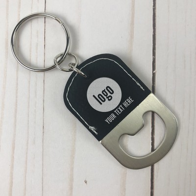 Engraved Corporate Leatherette Keychain Bottle Opener