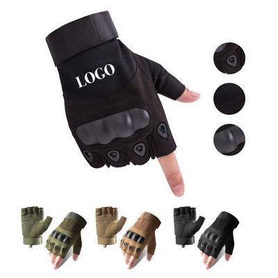 Polyester Tactical Fingerless Motorcycle Gloves