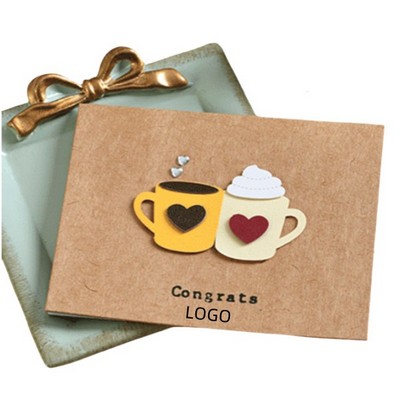 Mini Brown Paper 3D Decal Greeting Card