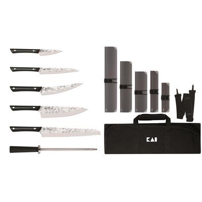 Kai Housewares Kai Professional 7-Piece Culinary Set In 8-Slot Kai Knife Roll