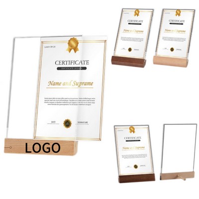 Wood Base Acrylic Pendulum Certificate Photo Frame (A4)