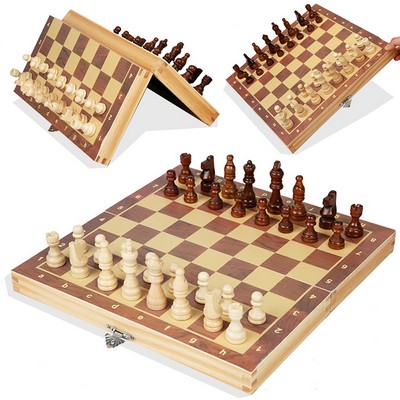 Wooden Rounded Corner Folding Chess Set