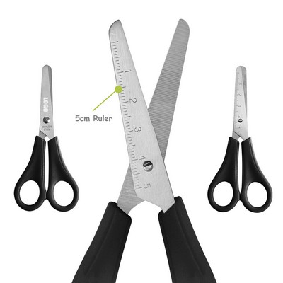 Small Scissors with Ruler Blade and Ergonomic Handle