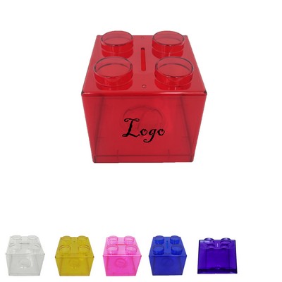 Transparent Block Stack Coin Bank