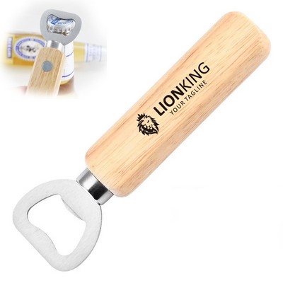 Natural Wood Bottle Opener With Magnet