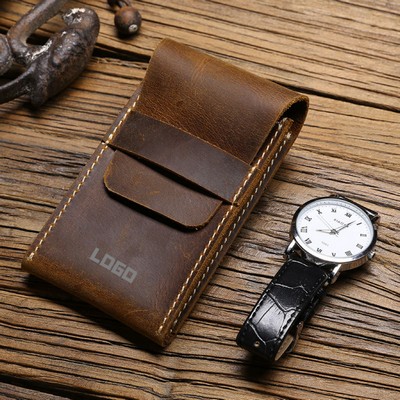 Portable Coffee PU Leather Watch Travel Pouch Storage Case Organizer
