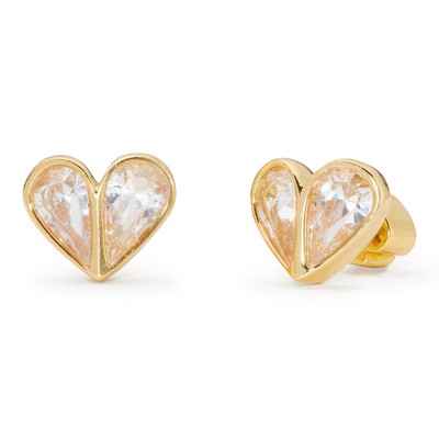 kate spade new york Rock Solid Small Heart Studs - Clear/Gold