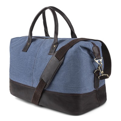 Bugatti Colombian Leather Duffle Bag-Denim/Brown