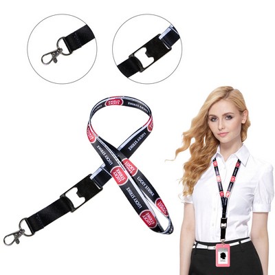 Custom 3/4" Polyester Lanyard w/ Bottle Opener & Oval Snap Hook