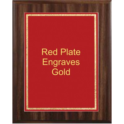 Walnut Plaque 7" x 9" - Red/Gold - 5" x 7" Florentine Frame Designer Plate
