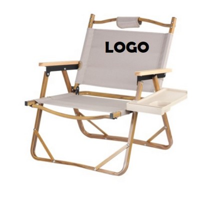 Wood Grain Beach Folding Chair