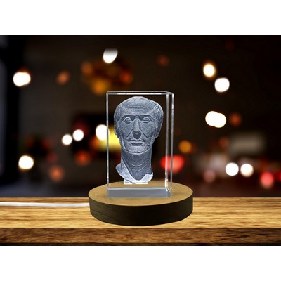 Julius Caesar 3D Engraved Crystal Trophy Award w/LED Base
