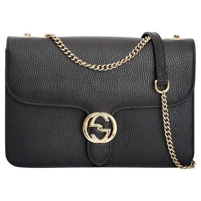 Gucci Interlocking G Chain Shoulder Bag - Black