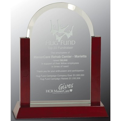 Gateway Jade Dome Glass Award with Rosewood Finish Base