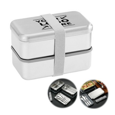 Microwave Safe Stainless Steel Lunch Box W/ Utensils