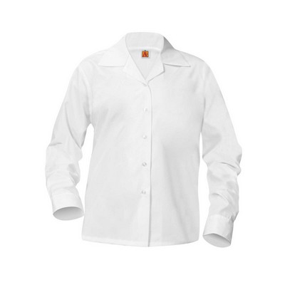 A+ Uniforms - Girls' Pointed Collar Long Sleeve Broadcloth Blouse