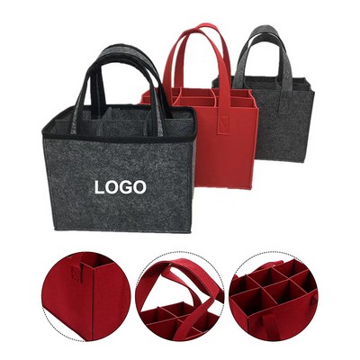 6 Packed Felt Wine Bottle Bag