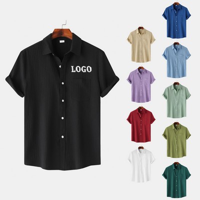 Men's Short Sleeved Solid Color Shirt Top