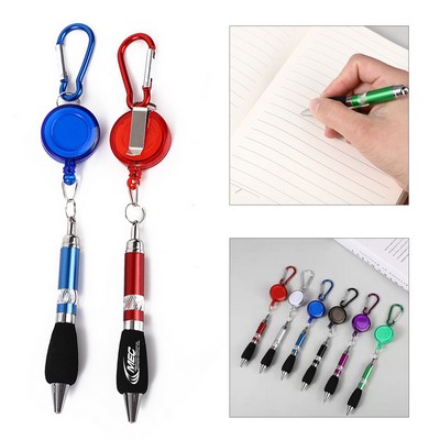 Retractable Ballpoint Pen with Carabiner