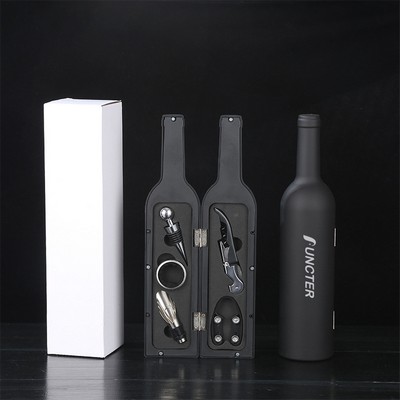 Waiter's Corkscrew Wine Opener Set In Bottle Shape White Box-5 Piece