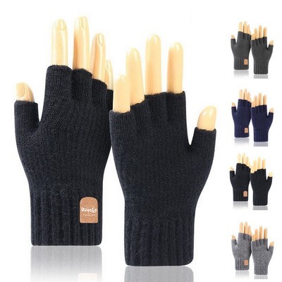 Winter Knitted Half Finger Gloves