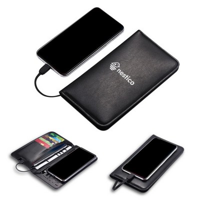 PU Leather Wallet Wireless with Power Bank