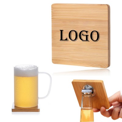 2 in1 Bamboo Square Coaster & Bottle Opener