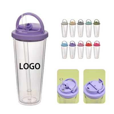 Double-Layer Large Hole Straw Milk Tea Cup