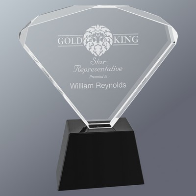 Crystal Fan on Black Base Award, Small (4"x7-1/4"H)