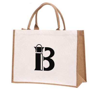 Reusable Jute Burlap Tote and Grocery Shopping Bag
