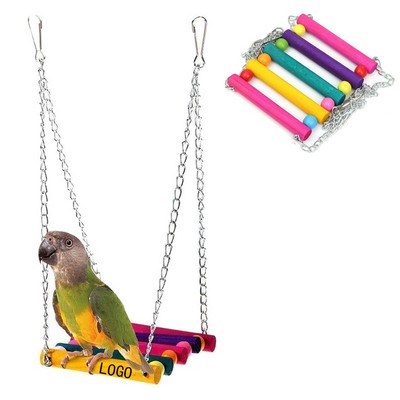 Colorful Wooden Bite Parrot Swing