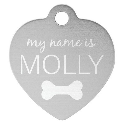 1 1/4" x 1 1/4" Silver Anodized Aluminum Heart Pet Tag