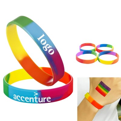 Customized Rainbow Silicone Wristbands