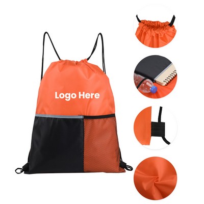 Drawstring Backpack With Two Front Bag