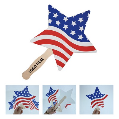 Patriotic Paperboard Hand Fan - Star Design