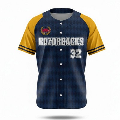 Men's Sublimated Full Button Baseball Jersey Interlock 200 GSM