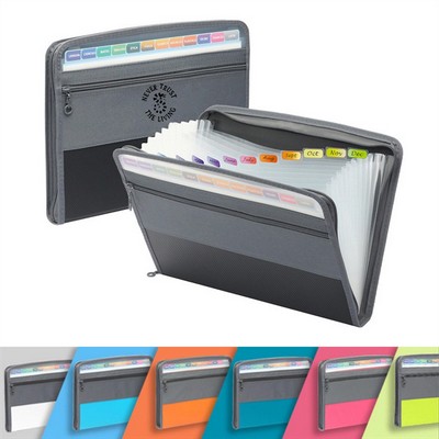 A4 Size 13 Pockets Zipper Closure Portable File Pouch