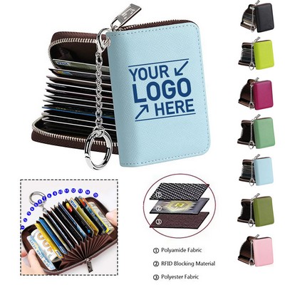 Classic Leather Business Card Wallet with Zipper