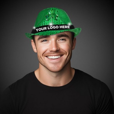 St Patricks Light Up Sequin Fedora Hat(blank)