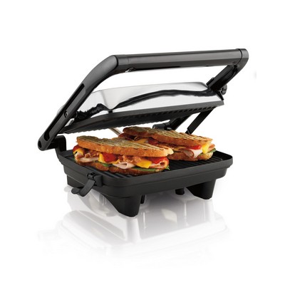 Hamilton Beach Panini Press & Gourmet Sandwich Maker, 10" X 8" Nonstick Grill Plates