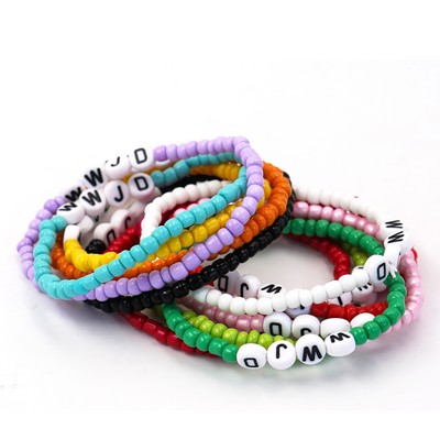 Custom Colorful Stretch Letter Beaded Friendship Bracelets