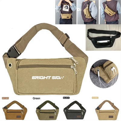 Canvas Earbud & Essentials Fanny Pack