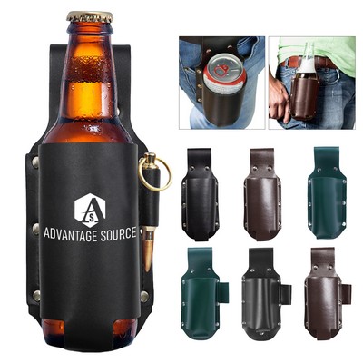 Convenient Waist-Mounted Leather Beer Cup Holder
